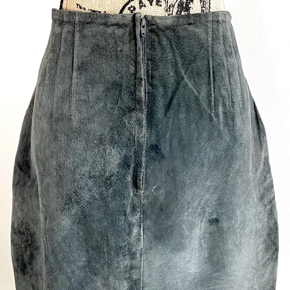 VTG Paul Harris Gray Suede Leather Skirt